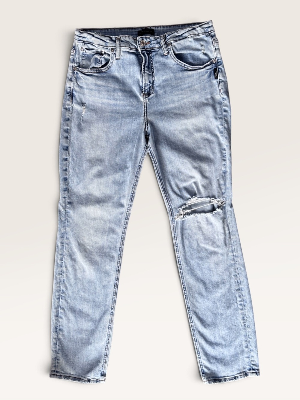 Silver Jeans Co Beau Light Wash Distressed Skinny Jeans W31 L28